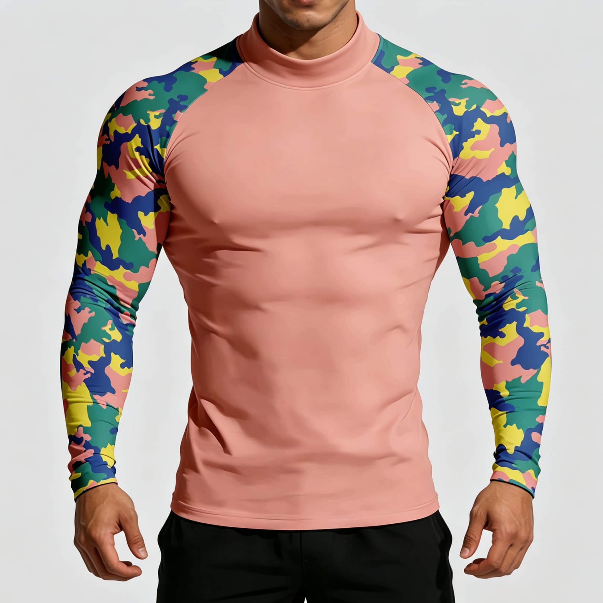 Men Pastel Camouflage Print Mo - Base Layer Top ulasan dan harga